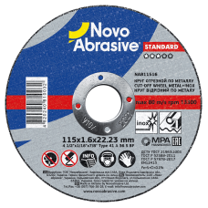 Круг отрезной для металла + нерж NovoAbrasive STANDARD 41 14А 115 1,6 22,23 NAB11516