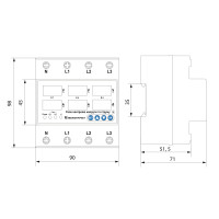 Реле контроля напряжения и тока RKV 4P 63A