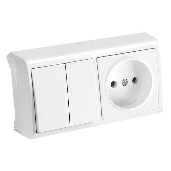 Горизонтальний блок Розетка +Вимикач  2-кл  IP20  VERA  90681189
