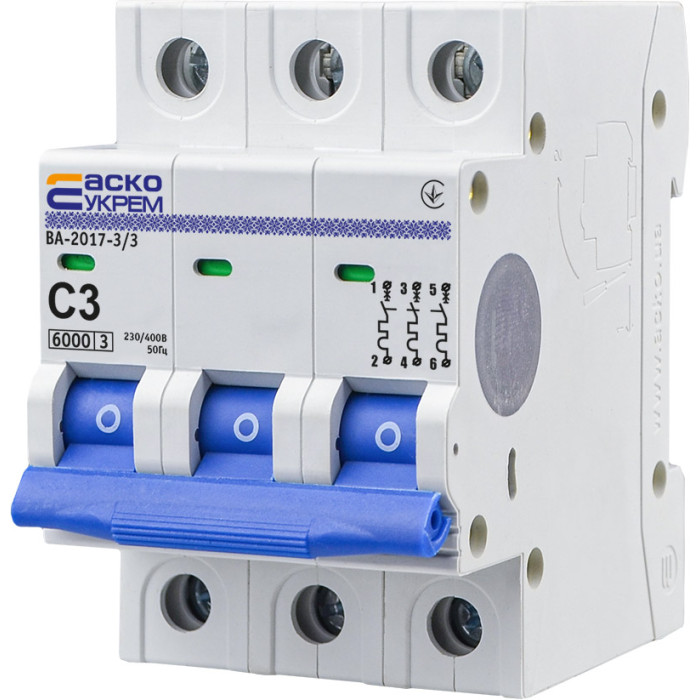 Автоматичний вимикач УКРЕМ ВА-2017/С 3р 3А АСКО