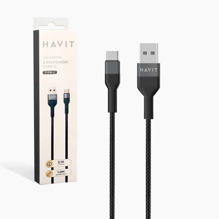Кабель TYPE-C HAVIT HV-CB623C black, 2.0А 1m/27133
