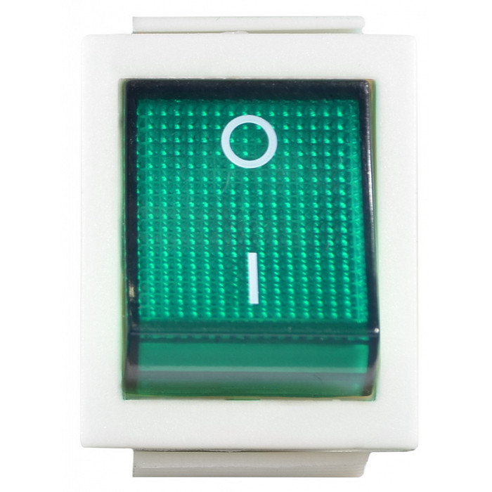 Переключатель 1 клав. зеленый с подсветкой KCD2-201N GR/WH 220V АСКО-УКРЕМ
