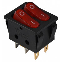 Перемикач 2 клав. червоний з підсвічуванням KCD2-5-2101N R/B 220V АСКО-УКРЕМ