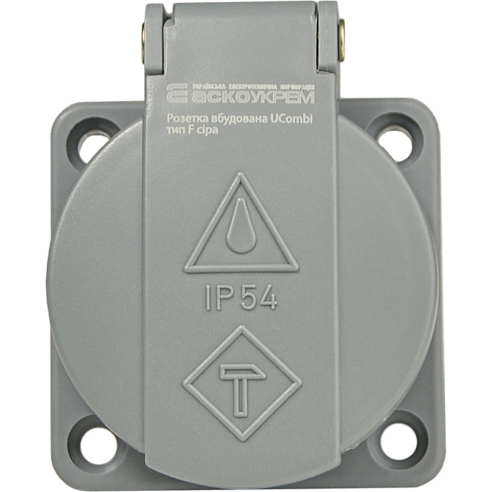 Розетка встроенная тип F серии UCombi 3P 16A IP 54 серая