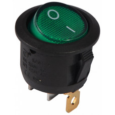 Переключатель 1 клав. круглый зеленый с подсветкой KCD1-5-101N GR/B 220V АСКО-УКРЕМ