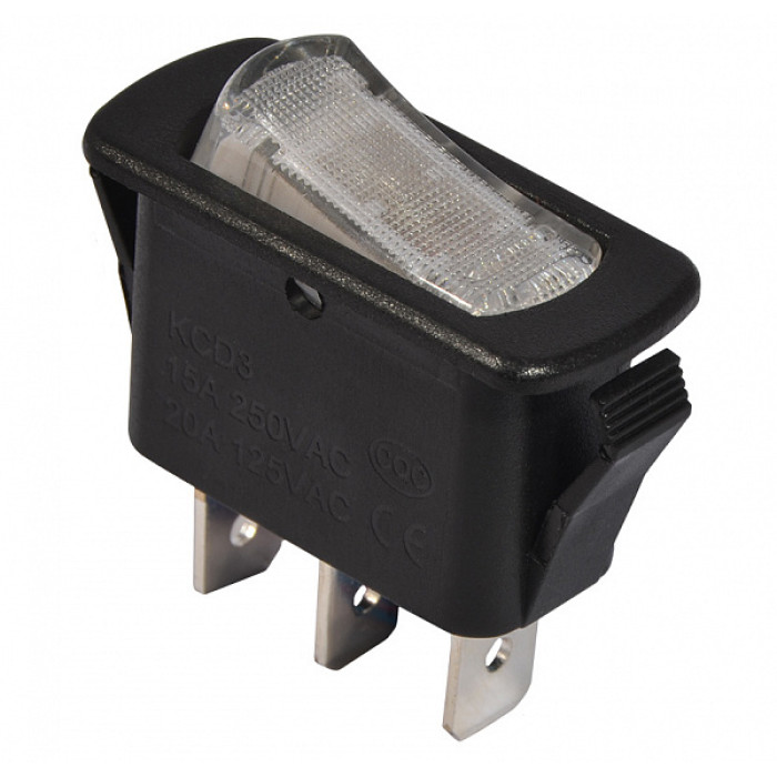 Переключатель 1 клав. белый с подсветкой KCD3-101N-12 WH/B 220V АСКО-УКРЕМ