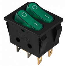 Перемикач 2 клав. зелений з підсвічуванням KCD2-5-2101N GR/B 220V АСКО-УКРЕМ