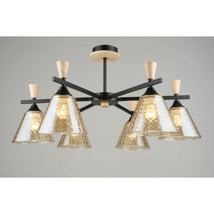 Декоративная люстра SIRIUS B N5664/6 BK+WOOD