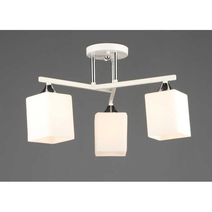 Люстра стельова на 3 плафони VALESO N6788/3 для спальні вітальні білий хром
