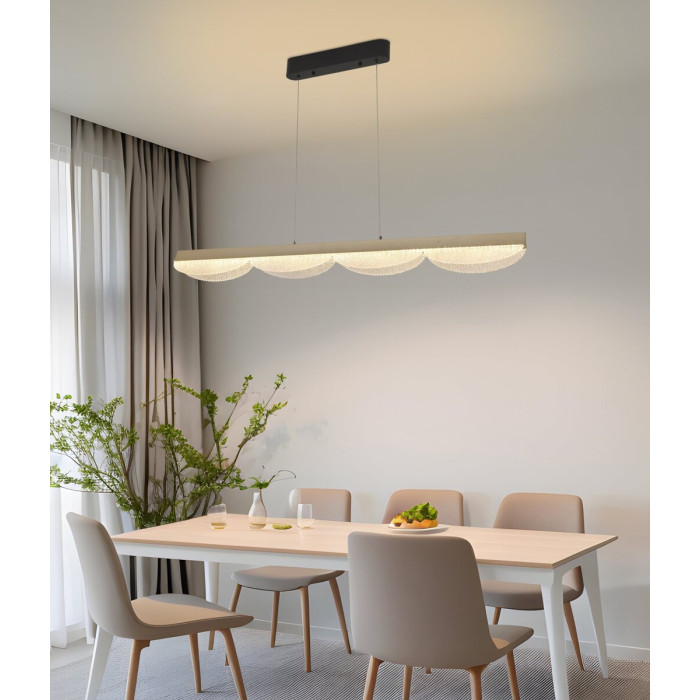 Люстра підвісна LED, 54w, VALESO,3000K/4000K/6500K з пультом та додатком LCD3176, Срібло