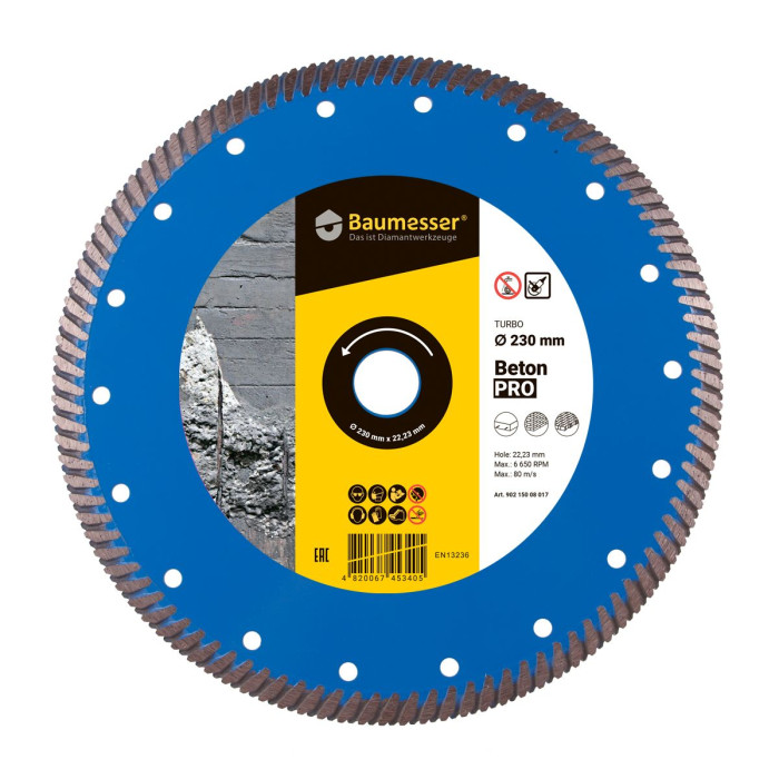 Круг алмазный отрезной Turbo 1A1R 230х2,6х9х22,23 Baumesser Beton PRO (90215008017)