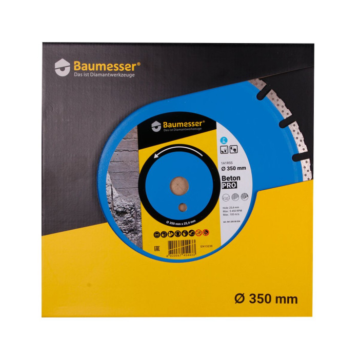 Круг алмазный отрезной 1A1RSS/C1 350х3,5/2,5х10х25,4-11,5-21 HIT Baumesser Beton PRO (94120008024)