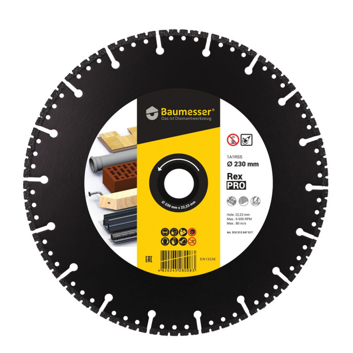 Круг алмазный отрезной 1A1RSS V 230х2,6/1,8х6х22,2 Pro Rex (910315547017)