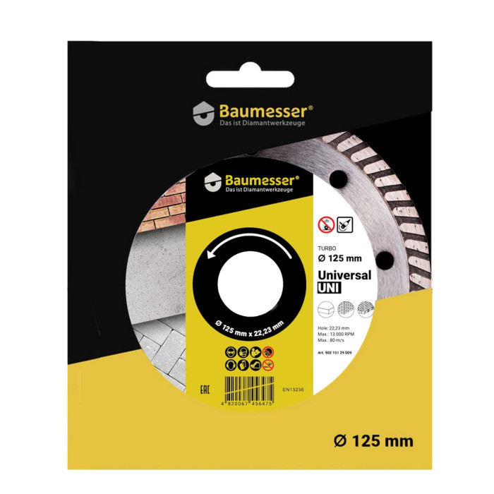 Круг алмазный отрезной Turbo 1A1R 125х1,8х8х22,23 Baumesser Universal (90215129010)