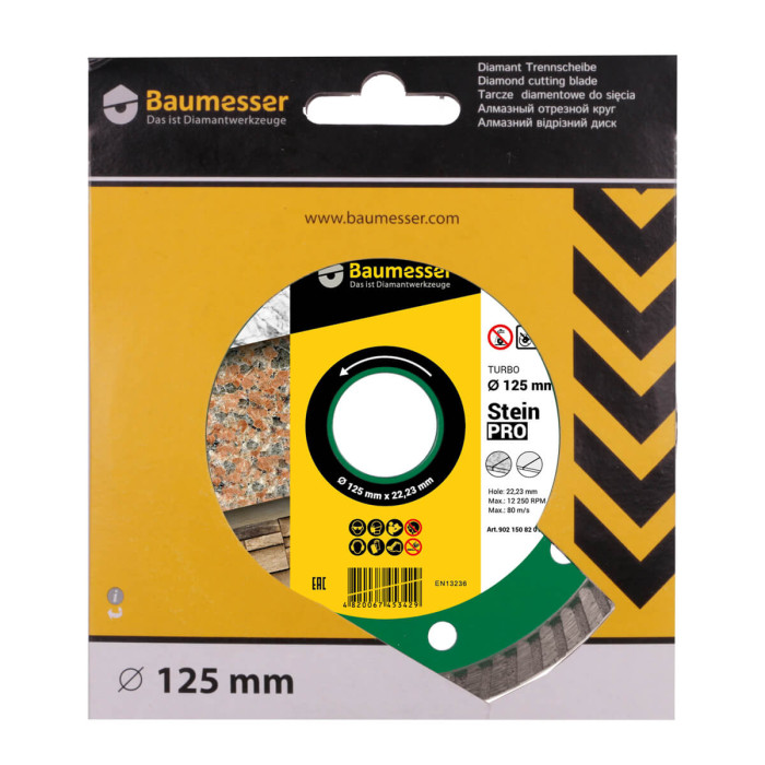 Круг алмазный отрезной Turbo 1A1R 125х2,2х8х22,23 Baumesser Stein PRO (90215082010)