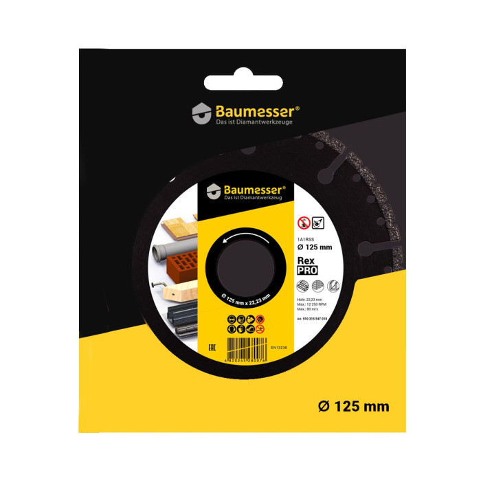Круг алмазный отрезной 1A1RSS V 125х2,5/1,5х6х22,2 Pro Rex (910315547010)
