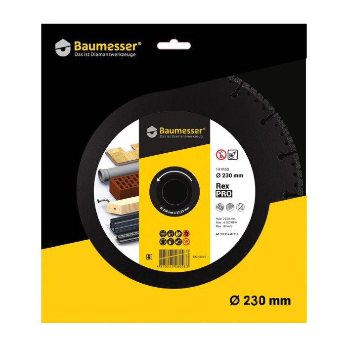 Круг алмазный отрезной 1A1RSS V 230х2,6/1,8х6х22,2 Pro Rex (910315547017)