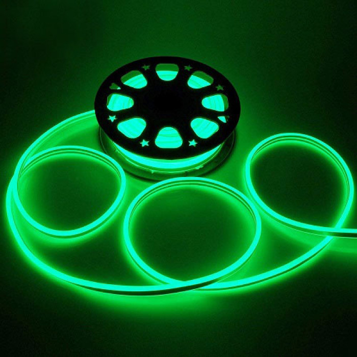 AVT-1-NEON 120G2835-220V-7W/m IP65 8*16mm Светодиодный неон зеленый smd2835