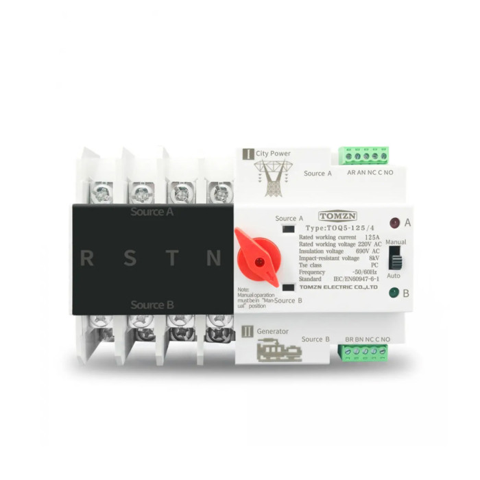Автомат ввода резерва АВР Tomzn TOQ5-125/4 TOQ54 4P 125A 220/380В трехфазный