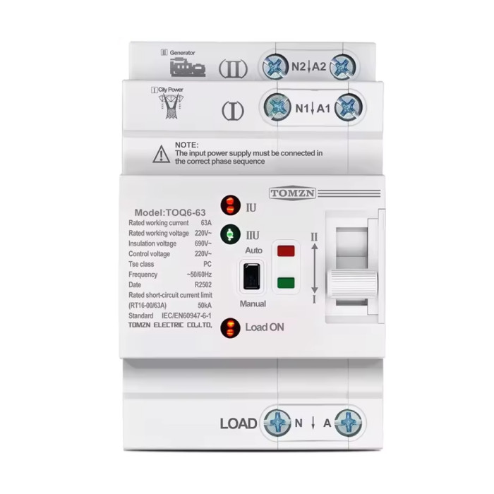 Автомат ввода резерва АВР TOMZN TOQ6-63/2 2P 63A 220V со встроенным реле напряжения